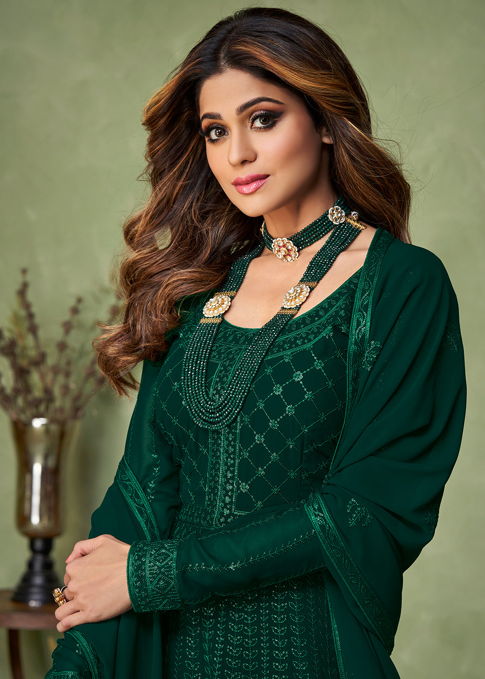 Buy Green Wedding Party Wear Anarkali - Shamita Shetty Anarkali