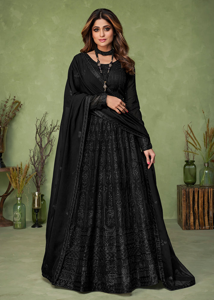 Buy Black Wedding Party Wear Anarkali - Shamita Shetty Anarkali
