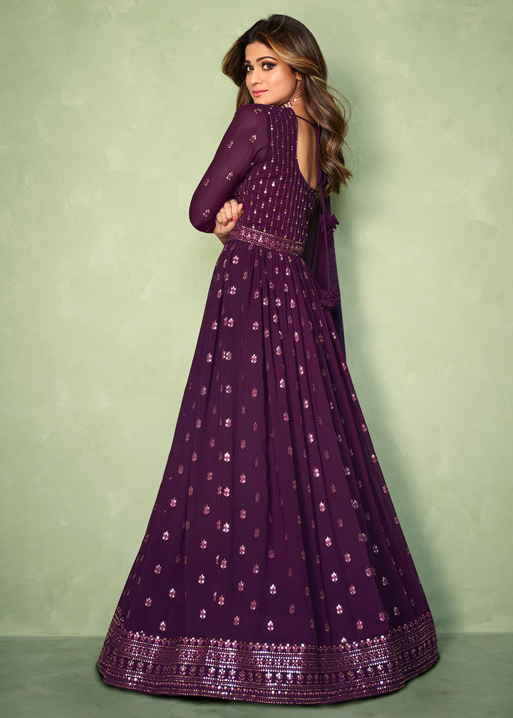 Buy Plum Purple Skirt Style Anarkali - Bridesmaids Anarkali Dress