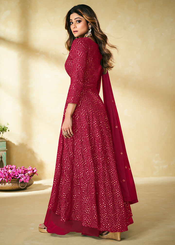 Buy Pink Indian Designer Suit - Embroidered Palazzo Suit