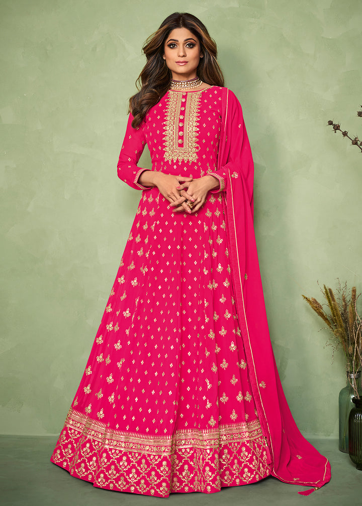 Buy Shamita Shetty Pink Long Anarkali - Floor Length Anarkali Suit
