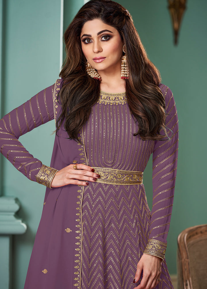 Shop Now Pure Purple Belt Style Anarkali Gown Online featuring Shamita Shetty at  Empress Clothing in USA.