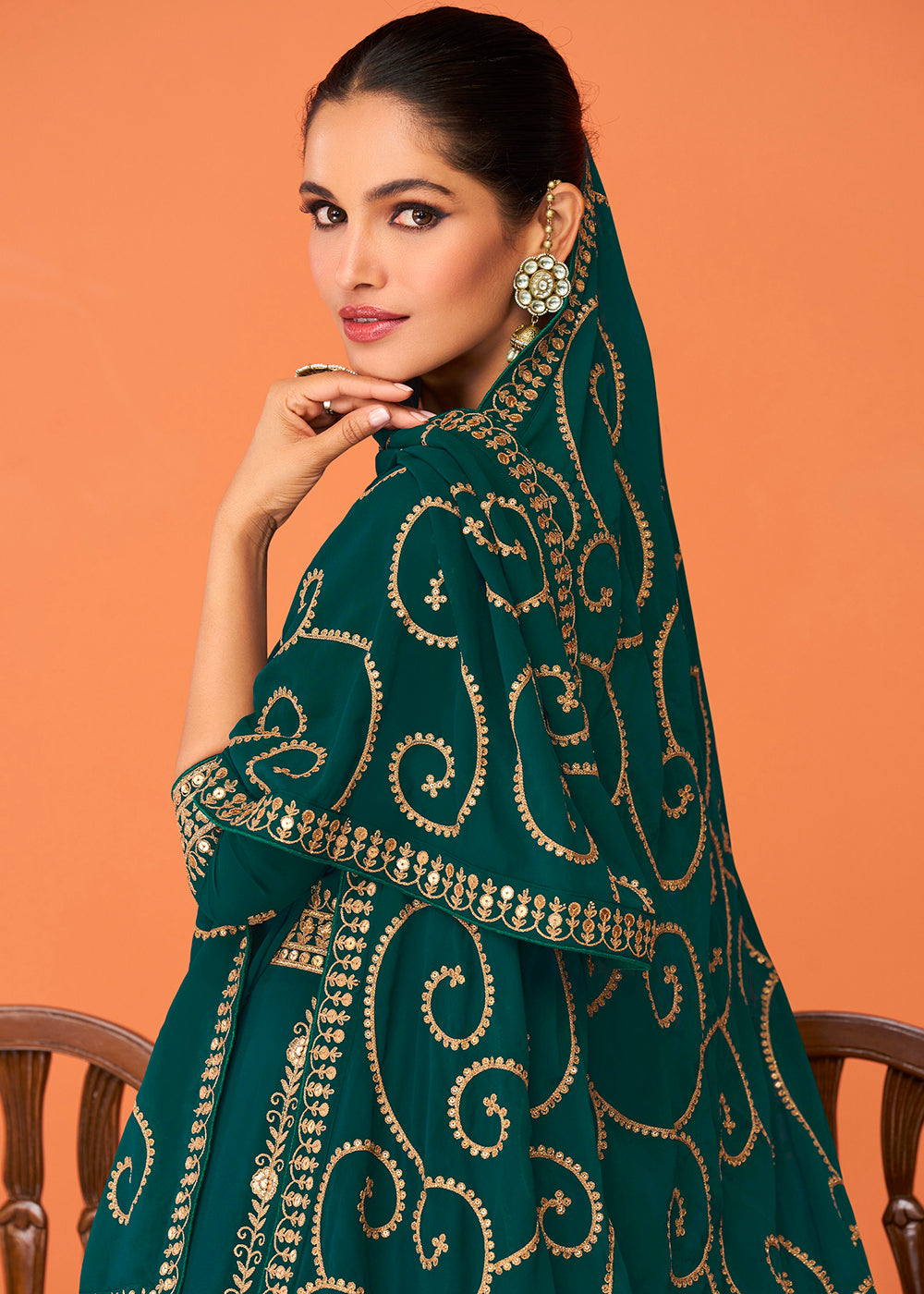 Buy Now Teal Green Festive Wear Embroidered Anarkali Suit Online in USA, UK, Australia, New Zealand, Canada & Worldwide at Empress Clothing. 