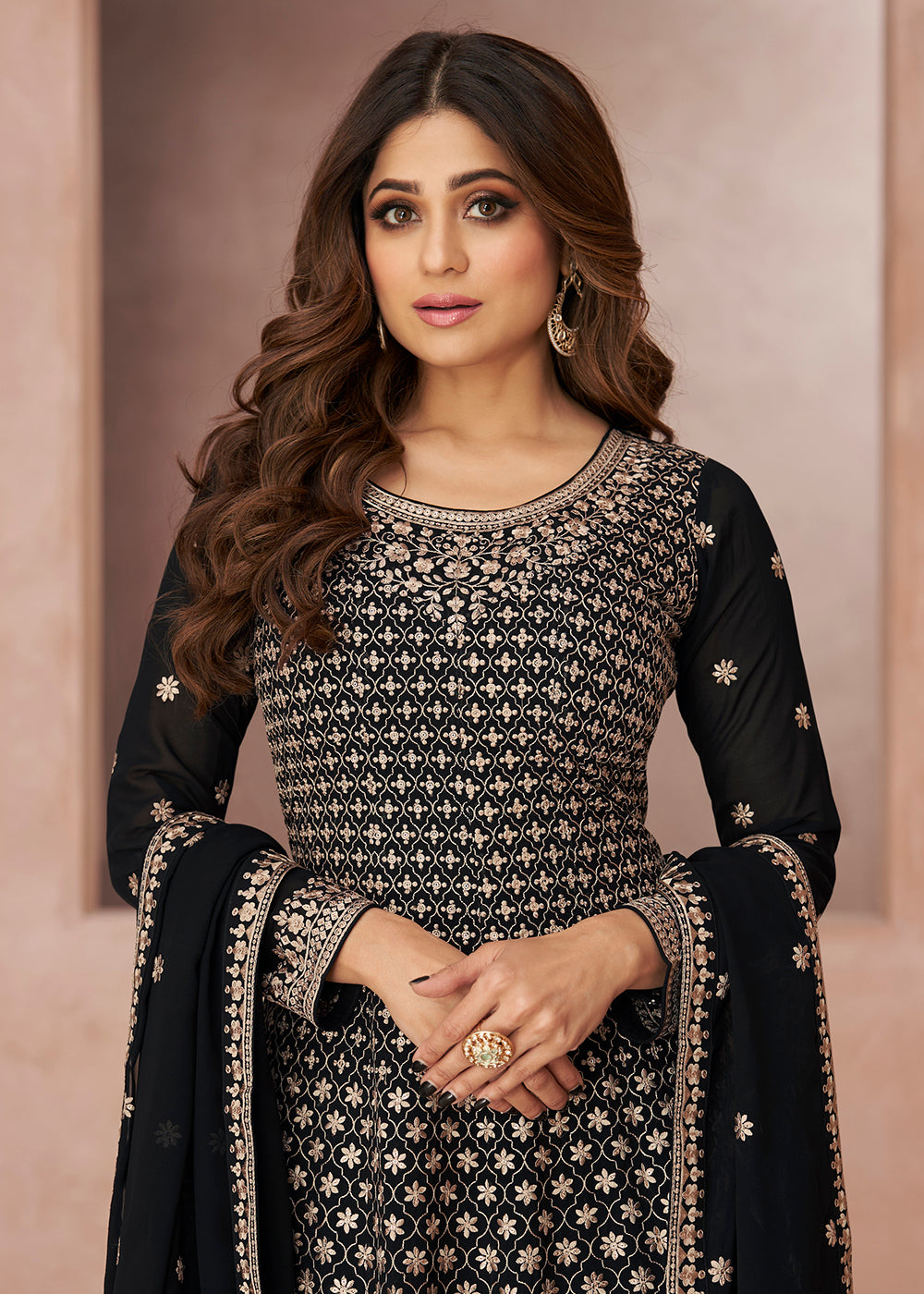 Buy Now Tempting Festive Look Black Georgette Palazzo Style Suit Online in USA, UK, Canada, Germany, Australia & Worldwide at Empress Clothing. 
