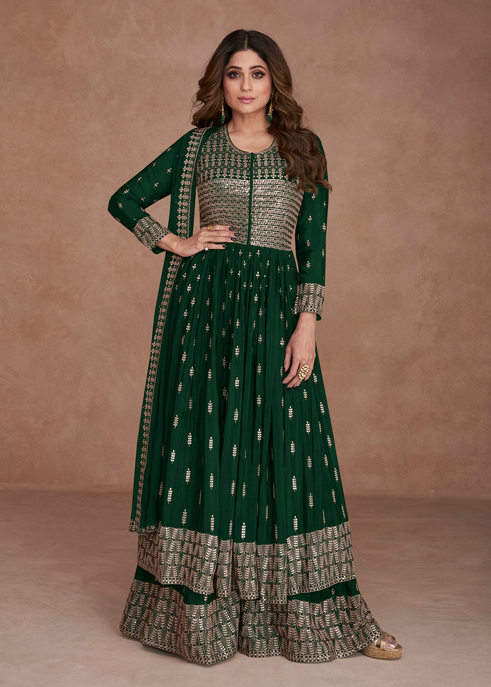Buy Now Festive Look Gorgeous Green Zari Embroidered Palazzo Suit Online in USA, UK, Canada, Germany, Australia & Worldwide at Empress Clothing.