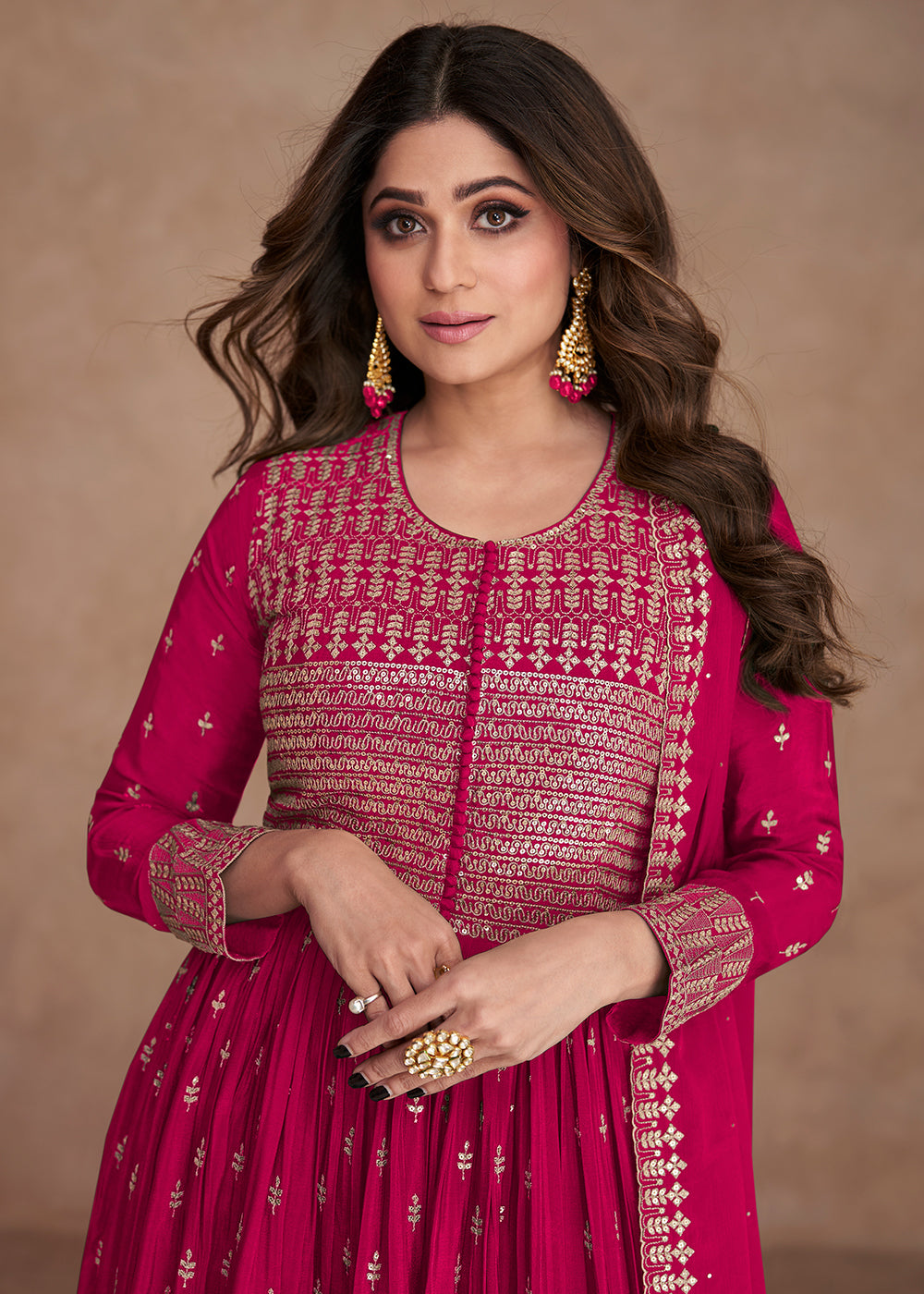Buy Now Festive Look Alluring Pink Zari Embroidered Palazzo Suit Online in USA, UK, Canada, Germany, Australia & Worldwide at Empress Clothing.