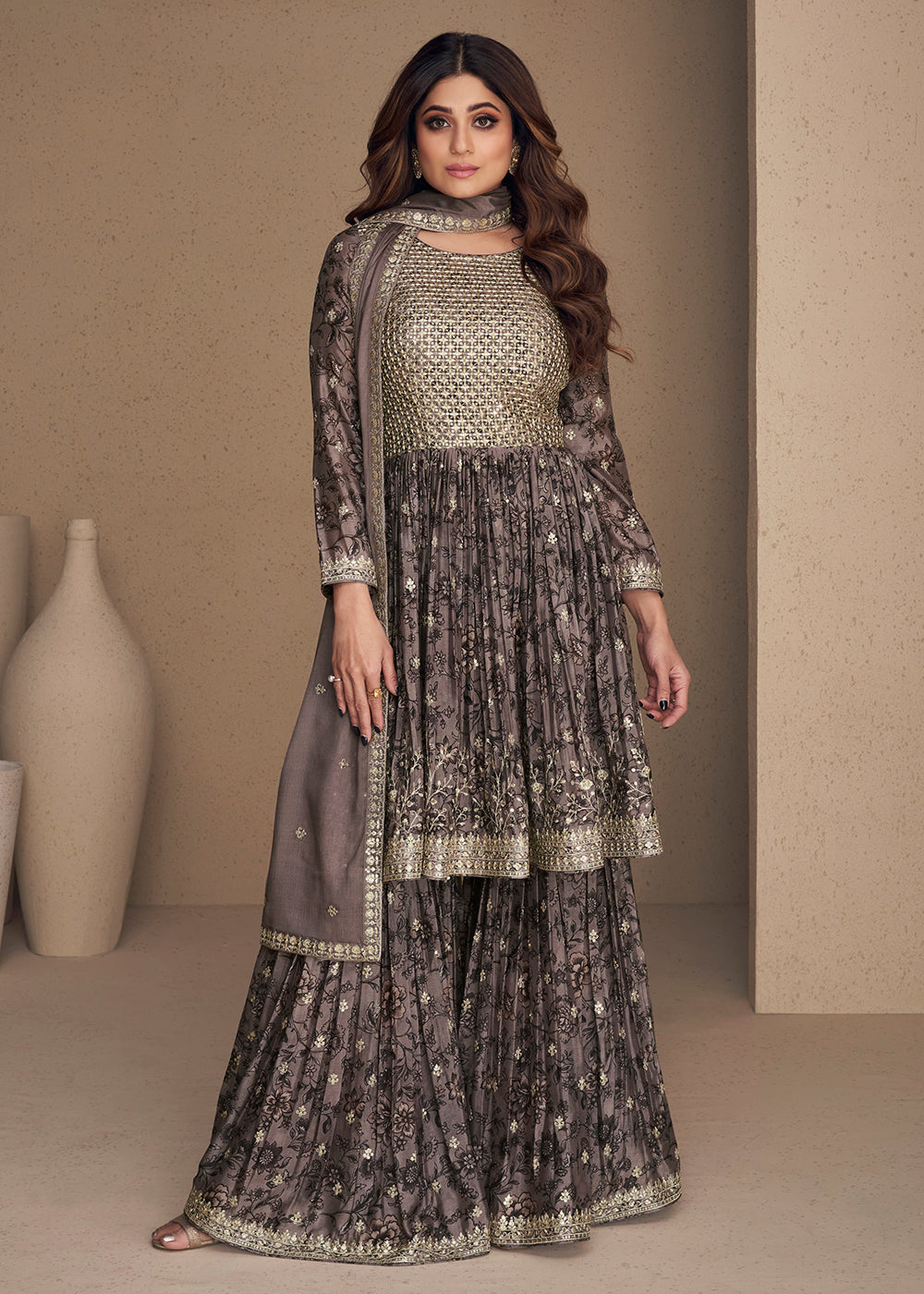 Heavy Embroidered Sharara Suit for Women - Aazuri
