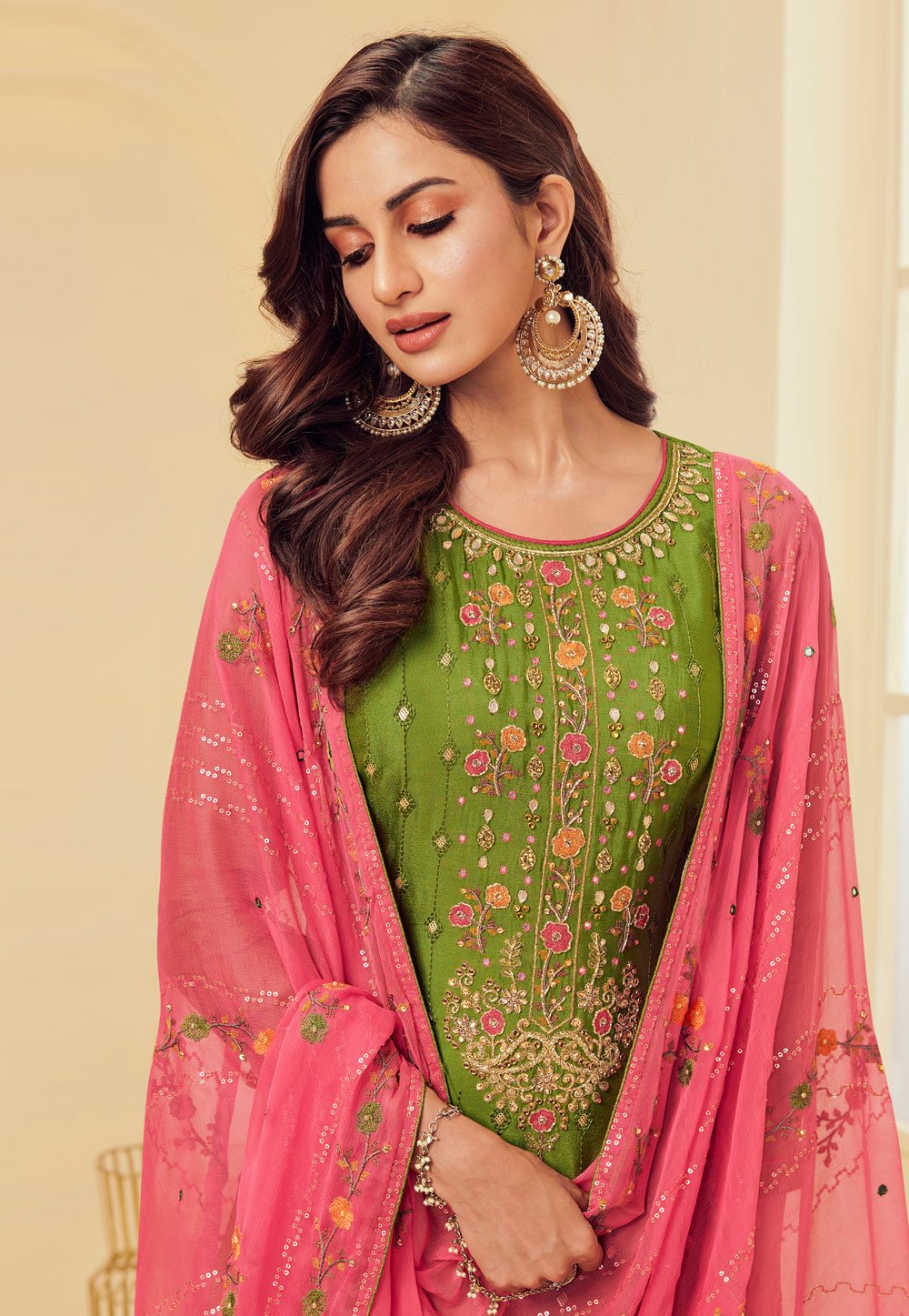 Buy Emerald Green Pakistani Suit - Embroidered Salwar Suit