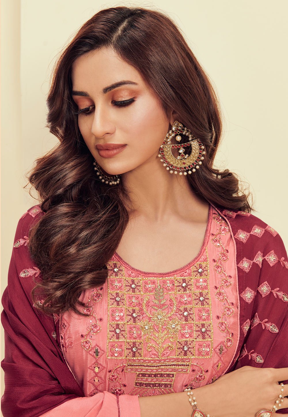 Buy Rough Pink Pakistani Suit - Embroidered Salwar Suit