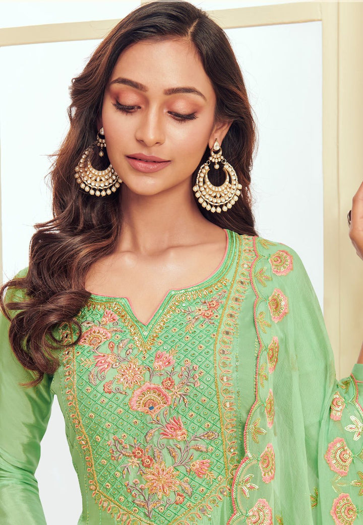 Buy Seafoam Green Pakistani Suit - Embroidered Salwar Suit