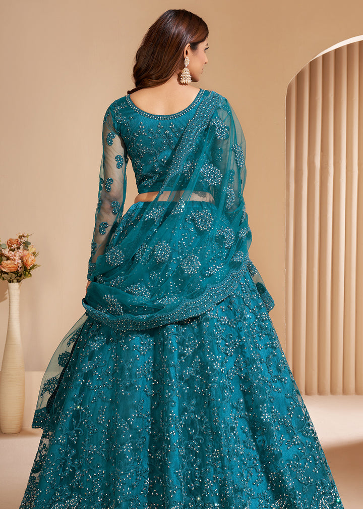 Buy Teal Blue Designer Bridesmaids Lehenga - Wedding Lehenga Choli