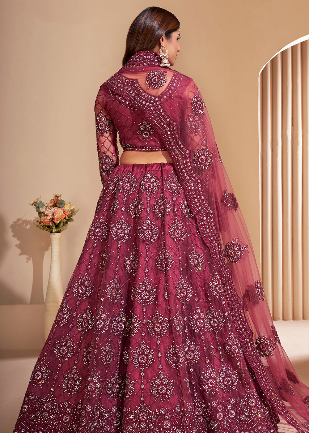 Buy Rose Pink Designer Bridesmaids Lehenga - Wedding Lehenga Choli