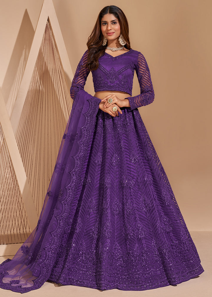 Buy Chic Purple Designer Bridesmaids Lehenga - Wedding Lehenga Choli