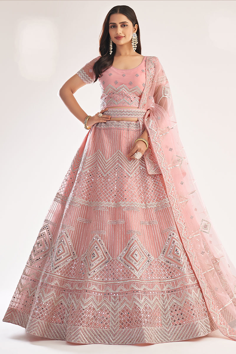 Buy Baby Pink Designer Bridal Lehenga - Heavy Embroidered Lehenga Choli