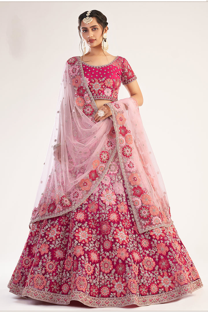 Buy Rani Pink Designer Bridal Lehenga - Embroidered Lehenga Choli