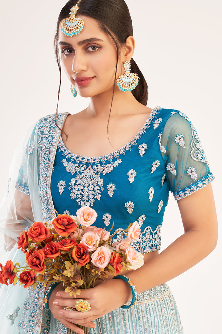 Buy Firozi Blue Designer Bridal Lehenga - Embroidered Lehenga Choli