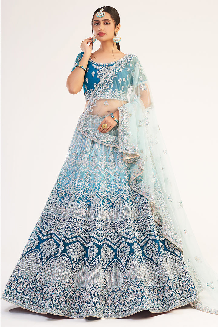 Buy Firozi Blue Designer Bridal Lehenga - Embroidered Lehenga Choli