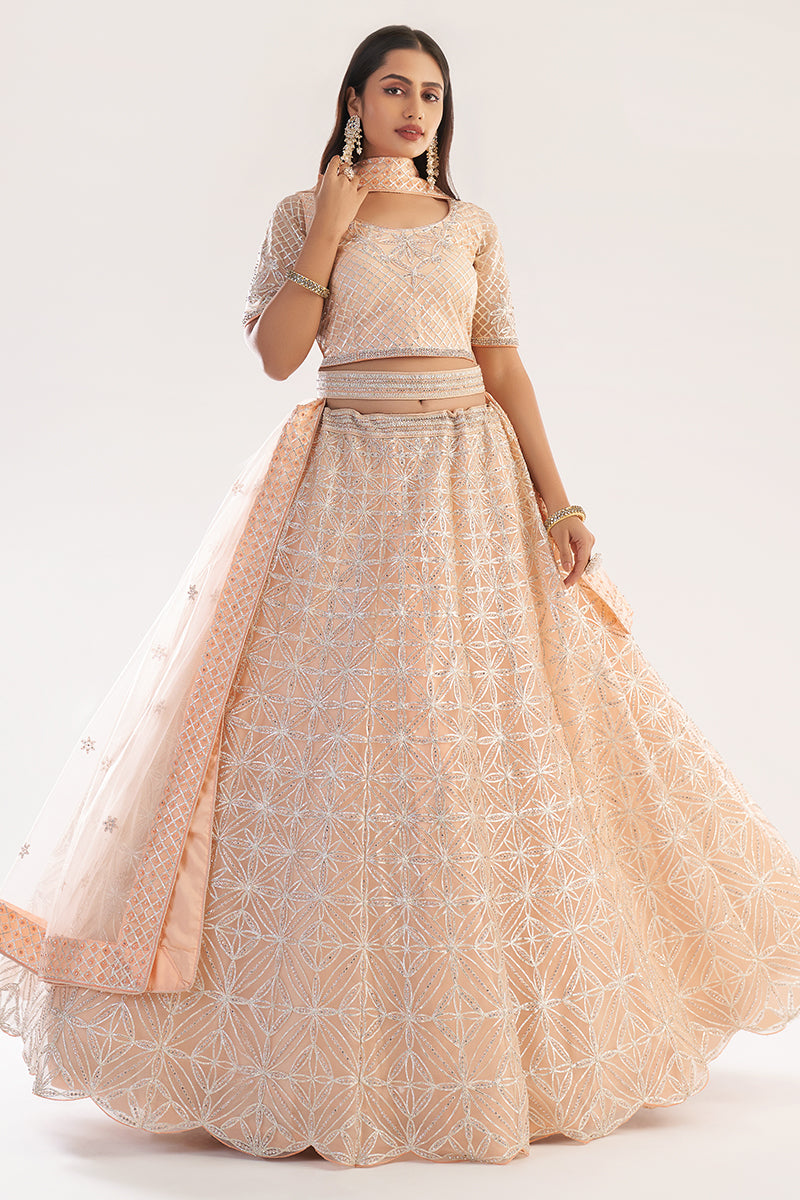 Buy Pretty Peach Designer Bridal Lehenga - Embroidered Lehenga Choli