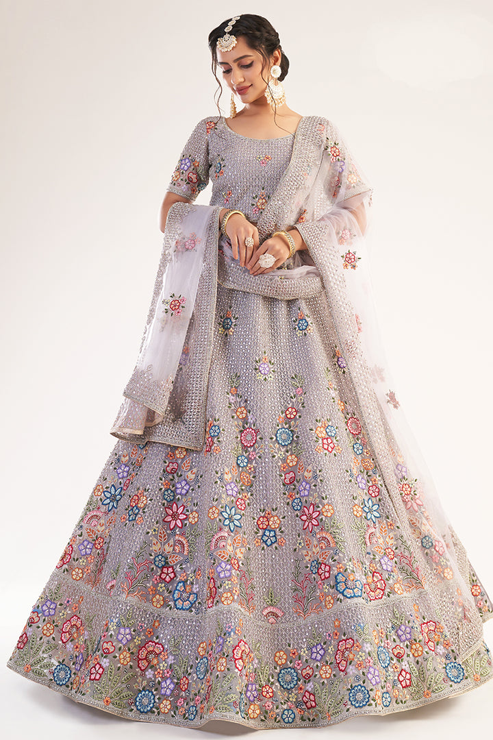 Buy Lavender Designer Bridal Lehenga - Heavy Embroidered Lehenga Choli