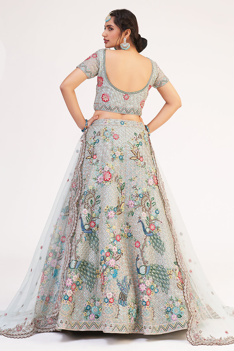 Buy Firozi Green Designer Bridal Lehenga - Embroidered Lehenga Choli