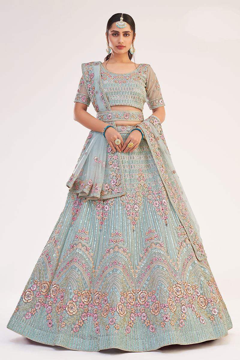 Buy Turquoise Designer Bridal Lehenga - Embroidered Lehenga Choli