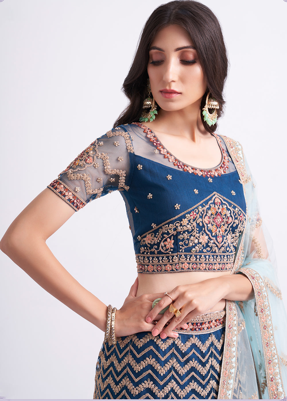 Buy Now Persian Blue Wedding Style Designer Bridal Lehenga Choli Online in Canada, UK, USA & Worldwide at Empress Clothing. 