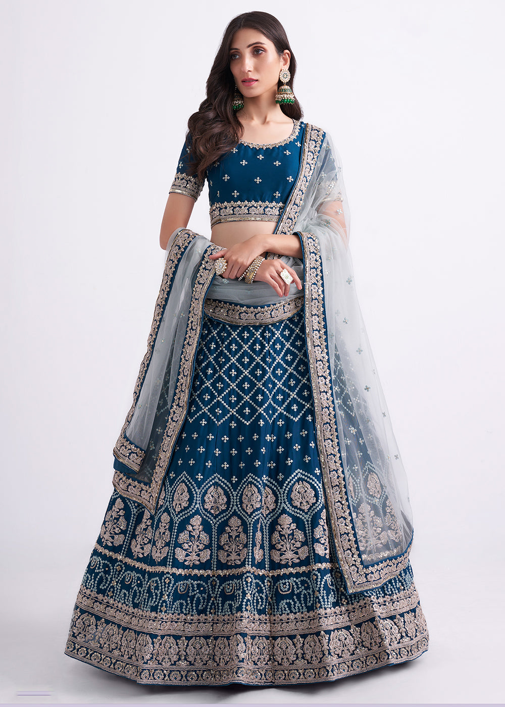 Buy Now Fabulous Teal Blue Wedding Style Designer Bridal Lehenga Choli Online in Canada, UK, USA & Worldwide at Empress Clothing. 