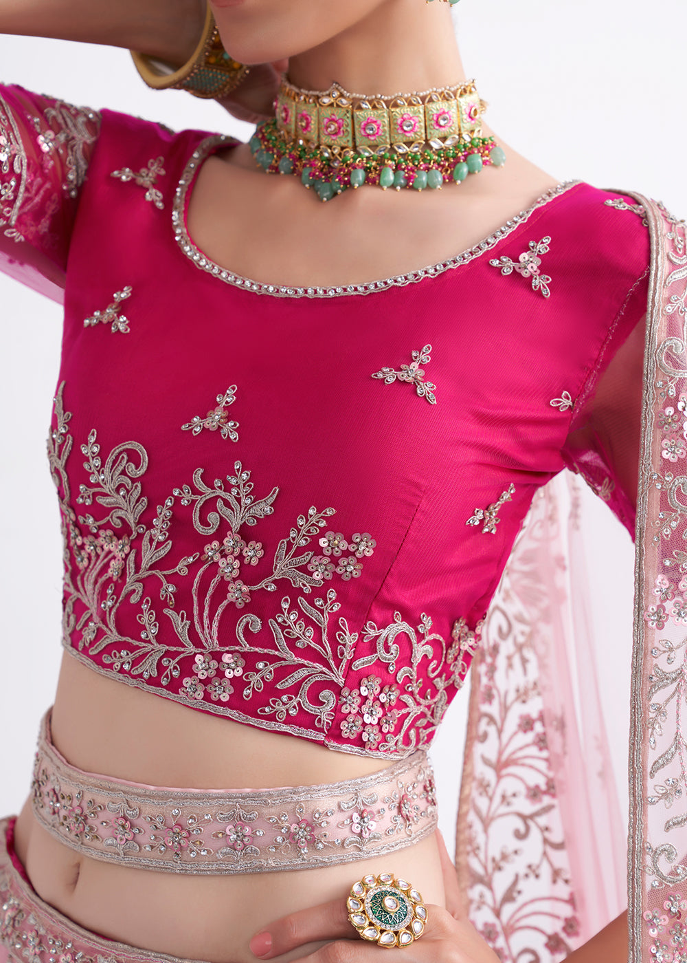 Buy Now Gorgeous Shaded Pink Heavy Embroidered Bridal Lehenga Choli Online in USA, UK, Canada & Worldwide at Empress Clothing.