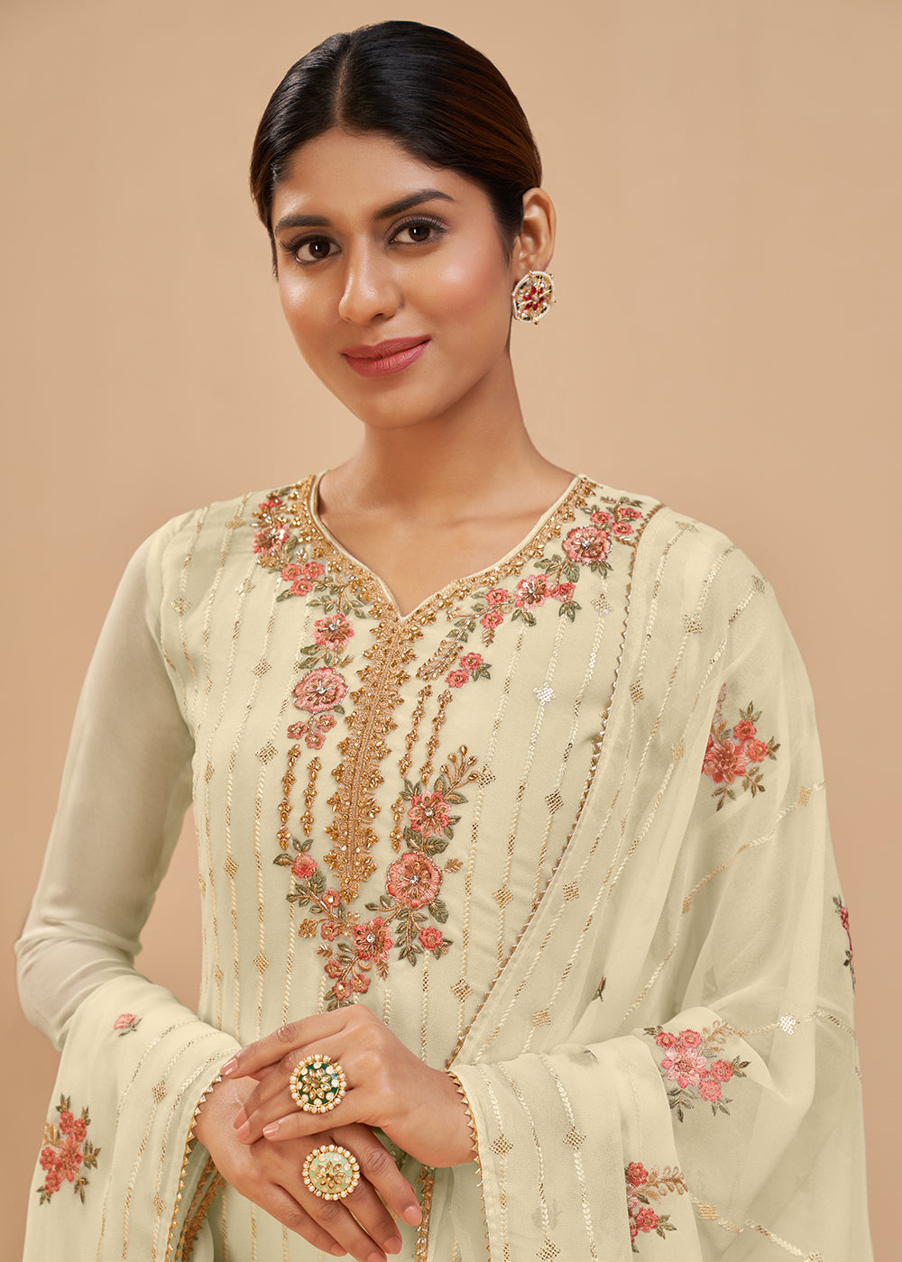 Buy Pale Yellow Beautifully Embroidered Suit - Elegant Salwar Kameez