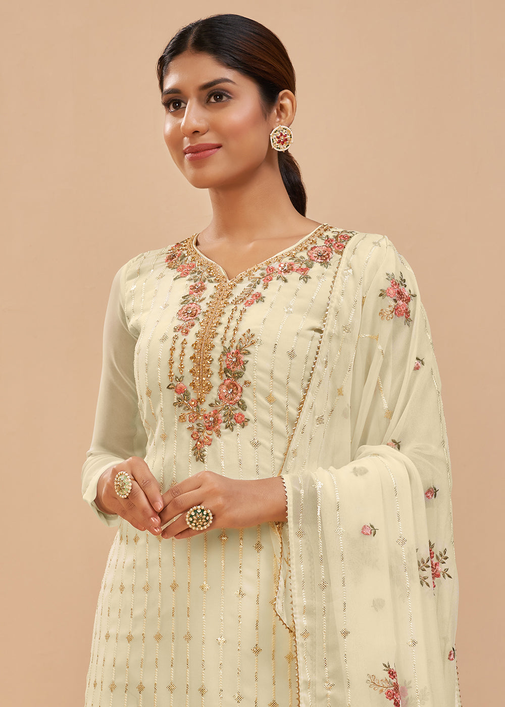 Buy Pale Yellow Beautifully Embroidered Suit - Elegant Salwar Kameez