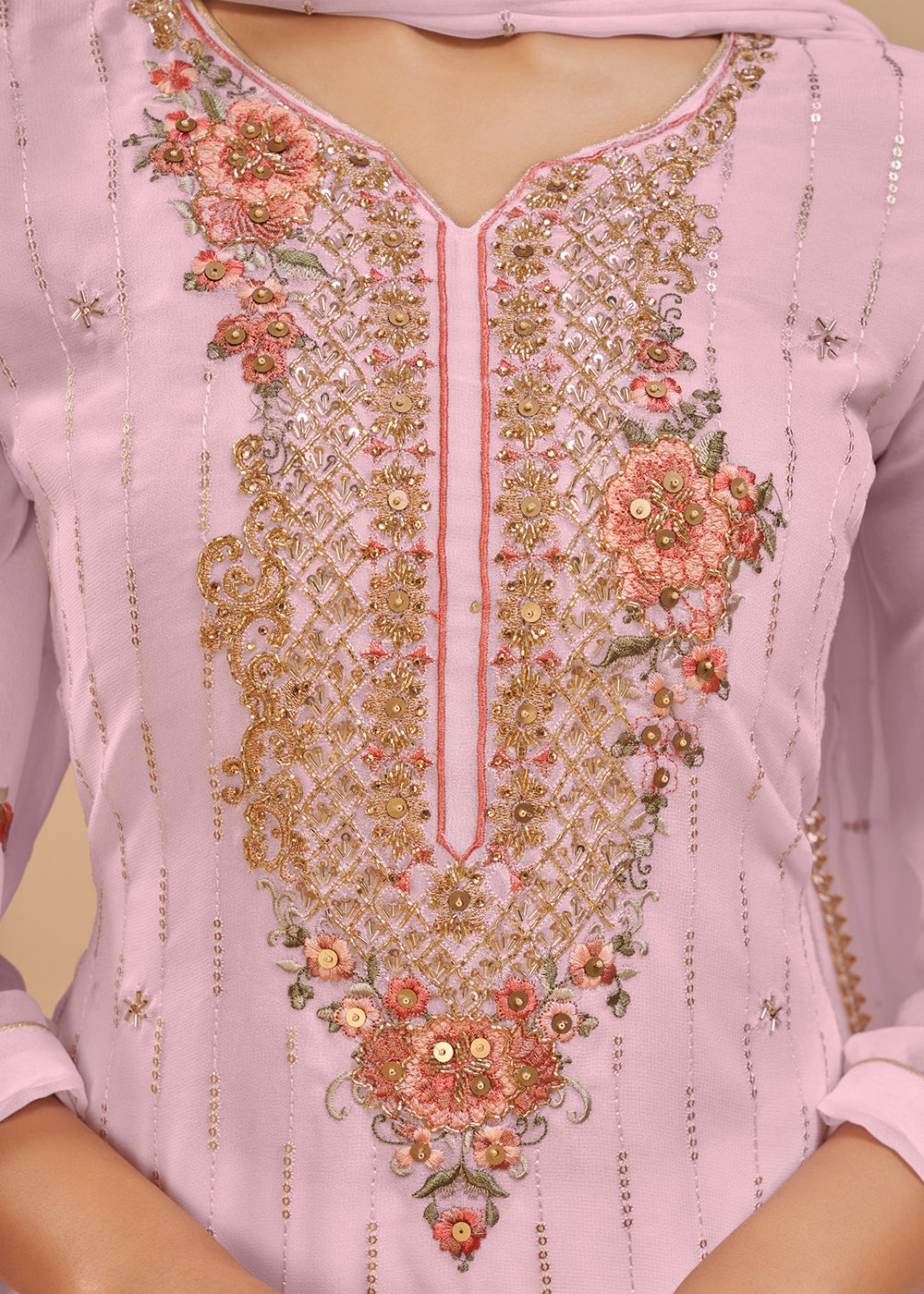 Buy Light Pink Beautifully Embroidered Suit - Elegant Salwar Kameez