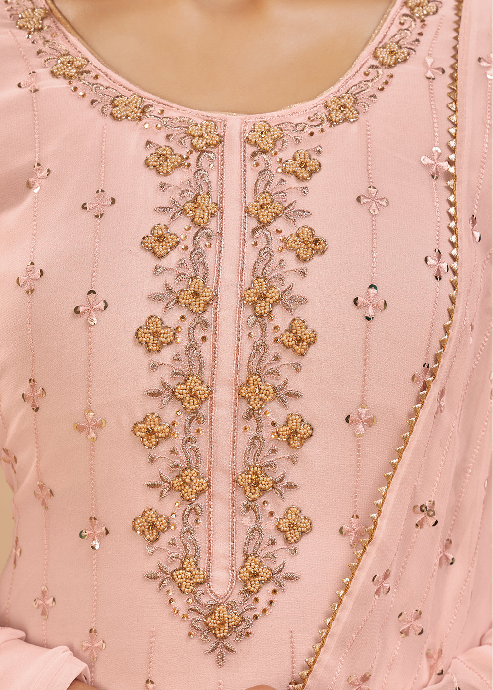 Buy Pretty Peach Beautifully Embroidered Suit - Elegant Salwar Kameez