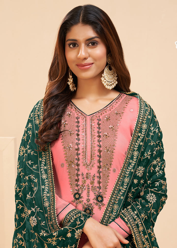Buy Multi Thread Gajri Pink Suit - Party Wear Salwar Kameez