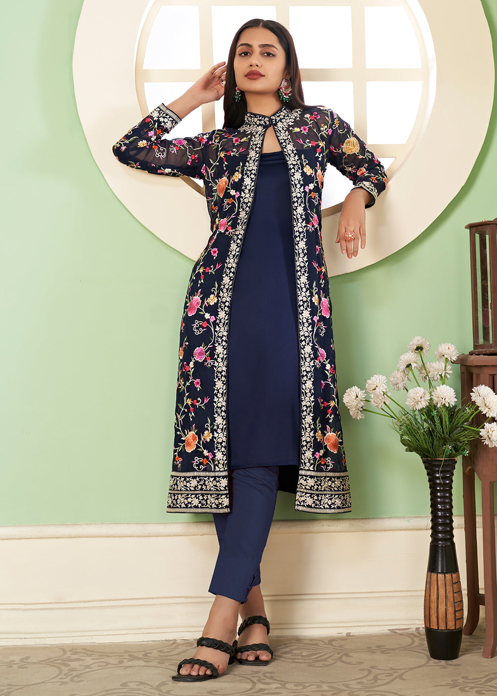 Gown Fancy Long Jacket Style Kurti Design Jacket Style Salwar Suit