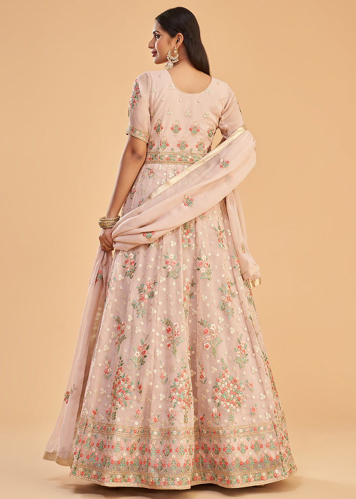 Buy Wedding Wear Anarkali - Dusty Pink Georgette Anarkali Gown