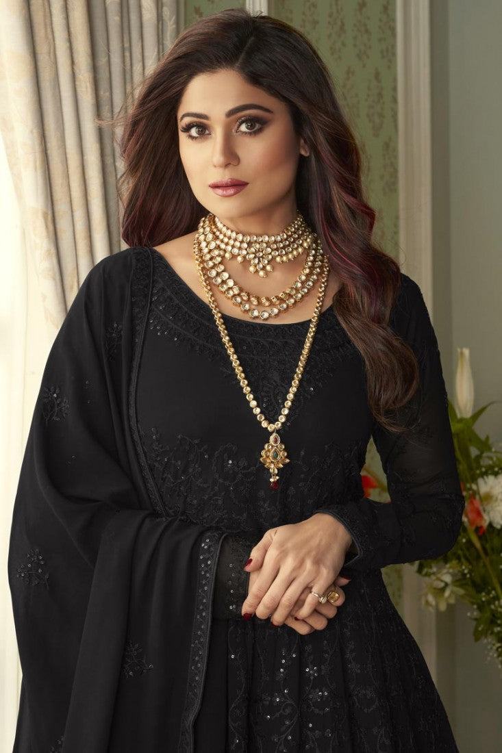 Simply Black Anarkali - Shamita Shetty Georgette Anarkali Suit
