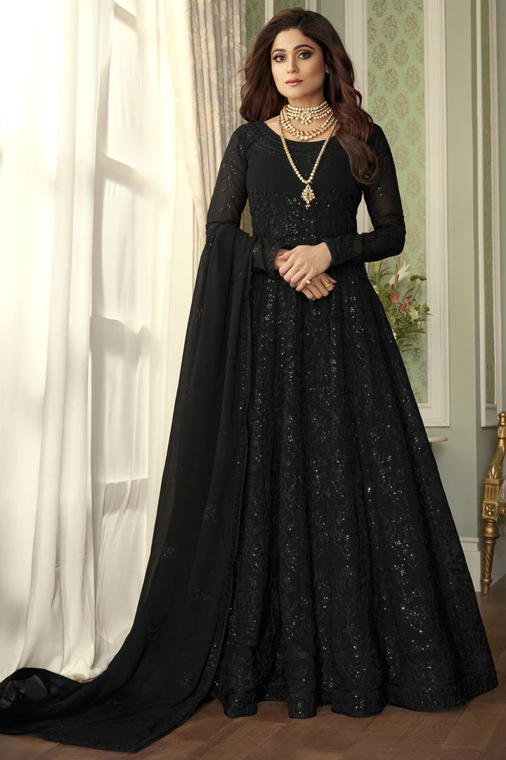 Simply Black Anarkali - Shamita Shetty Georgette Anarkali Suit