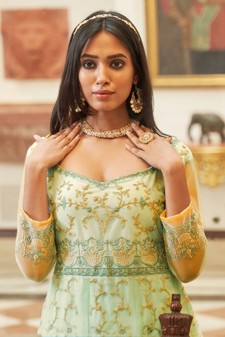 Buy Net Embellished Mint Blue Anarkali - Wedding Festival Anarkali Dress