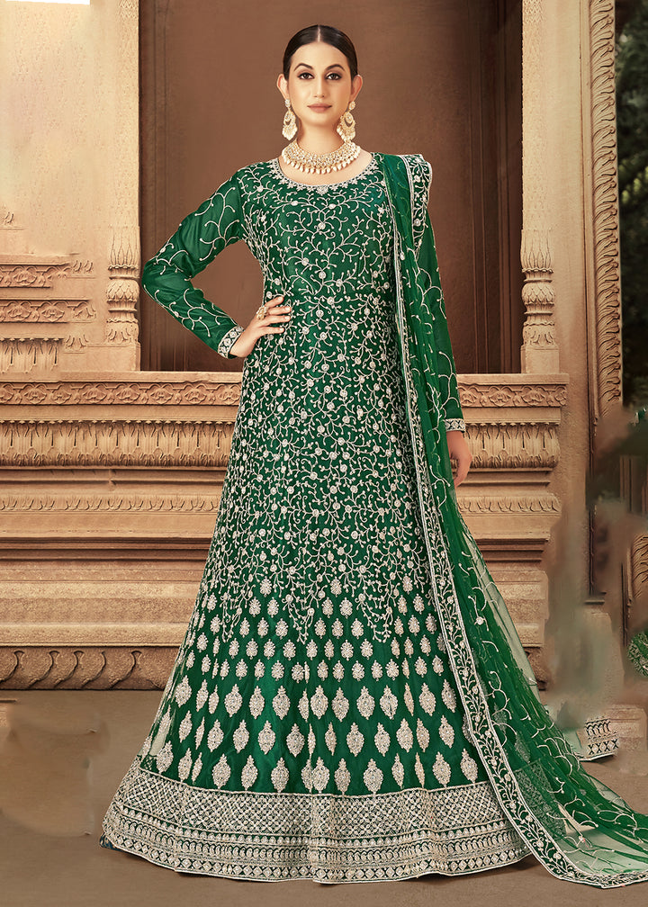 Buy Now Green Zarkan Diamond Embroidered Bridal Anarkali Suit Online in Canada at Empress Clothing. 