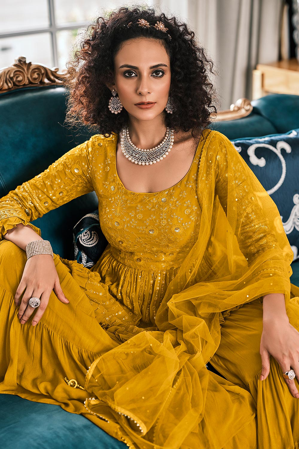 mustard yellow peplum dress Mustard peplum long Dress Farshi Gaharara Dress Special Shopping World