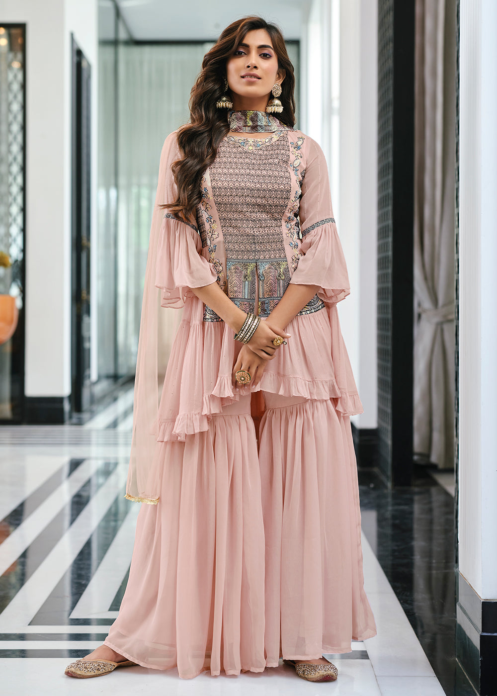 Buy Now Admirable Mauve Pink Party Festive Palazzo Salwar Suit Online in USA, UK, Canada, Germany & Worldwide at Empress Clothing. 