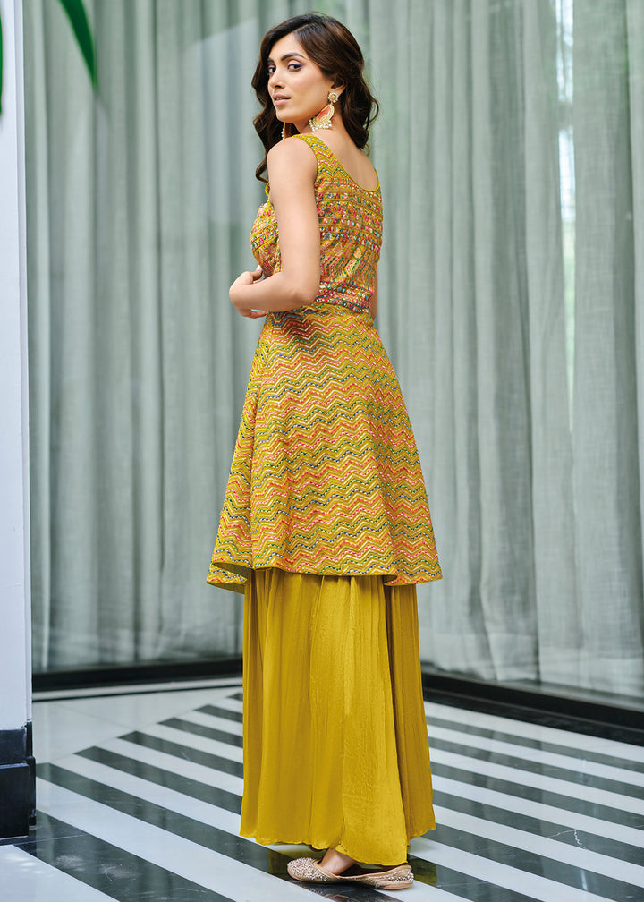 Buy Now Divine Yellow Party Festive Palazzo Salwar Suit Online in USA, UK, Canada, Germany & Worldwide at Empress Clothing.