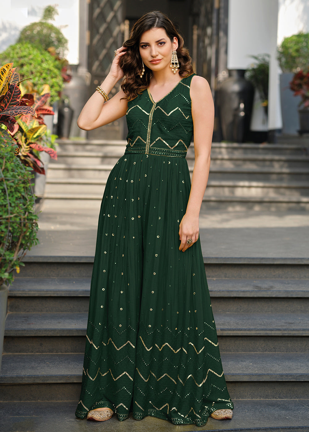 Buy Now Green Indo-Western Embroidered Jumpsuit Online in USA, UK, Canada, Germany & Worldwide at Empress Clothing. 
