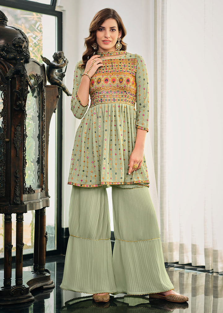 Buy Now Subline Green Festive Wear Georgette Salwar Suit Online in USA, UK, Canada, Germany & Worldwide at Empress Clothing.