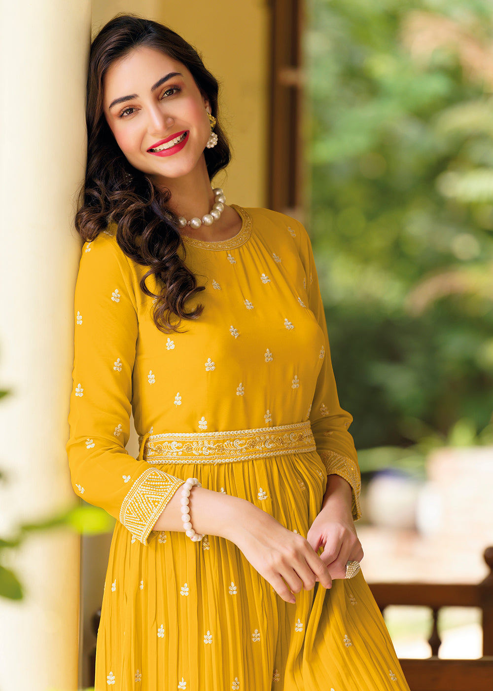 Buy Now Mustard Yellow Indo-Western Embroidered Georgette Jumpsuit Online in USA, UK, Canada, Germany & Worldwide at Empress Clothing.