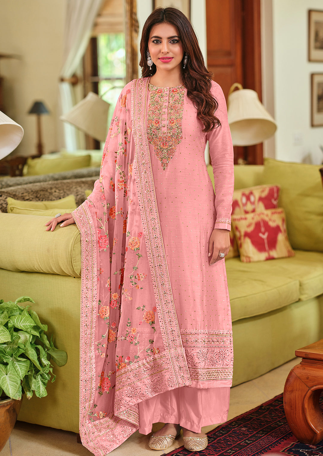 Buy Light Pink Viscose Silk Suit Designer Pakistani Salwar Suit