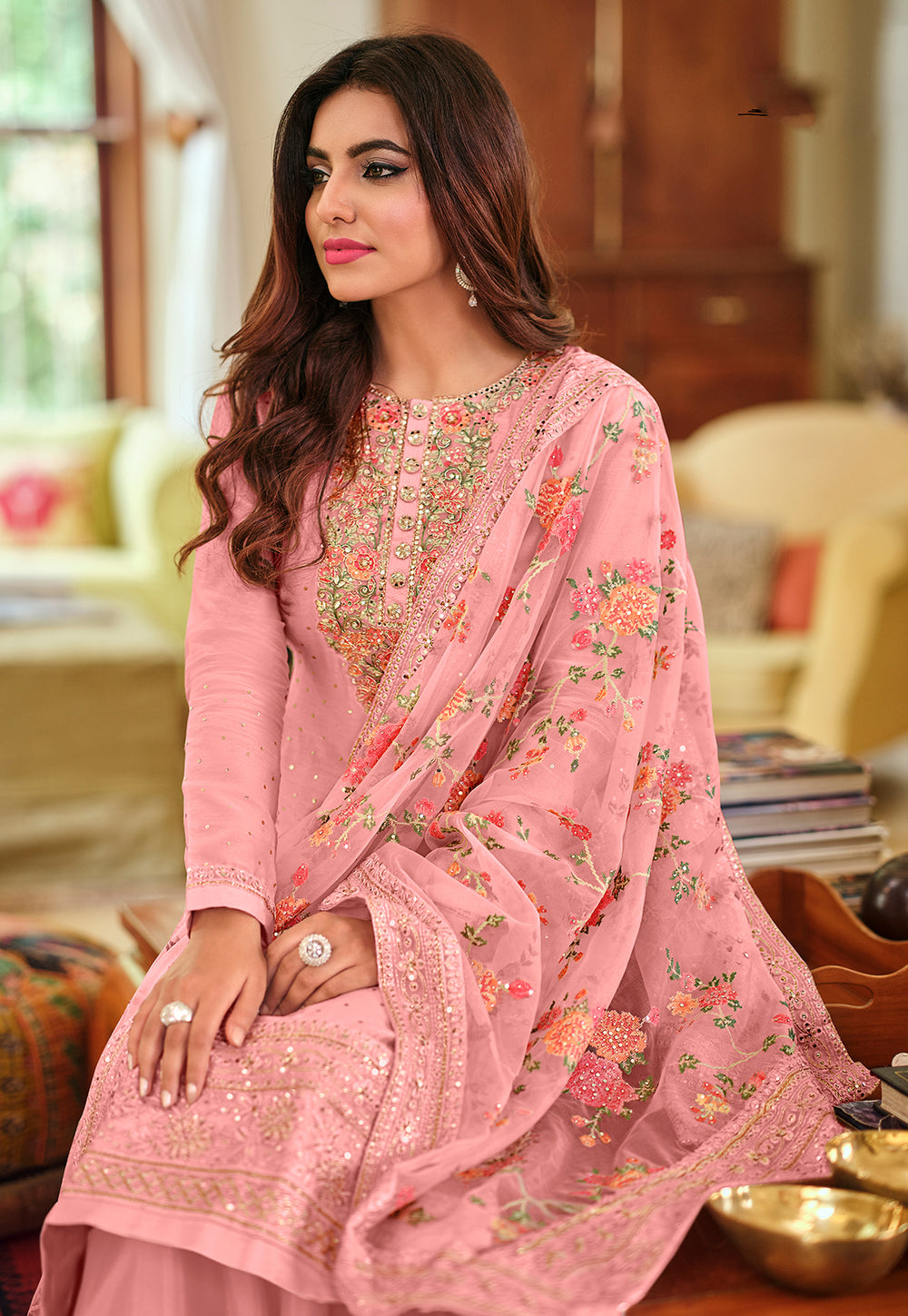 Buy Light Pink Viscose Silk Suit - Designer Pakistani Salwar Suit