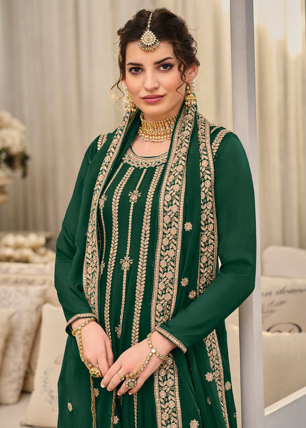 Buy Punjabi Wedding Palazzo Suit - Punjabi Style Enthralling Green Suit Empress Clothing Buy Punjabi Wedding Palazzo Suit - Punjabi Style Enthralling Green Suit Empress Clothing