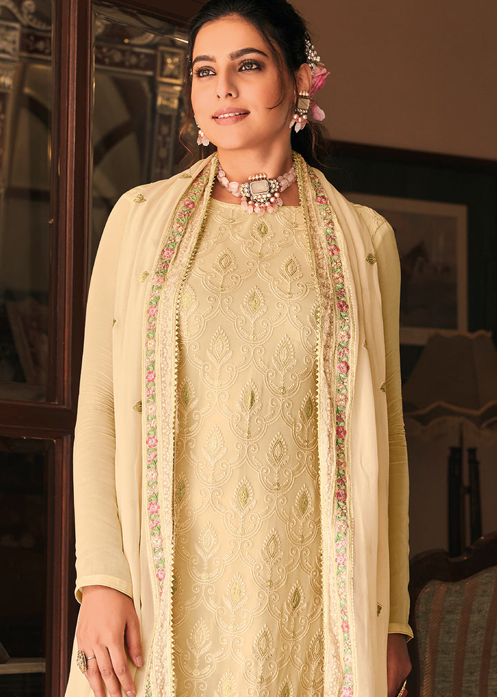 Buy Now Pakistani Style Graceful Cream Function Wear Salwar Suit Online in Canada at Empress Clothing.
