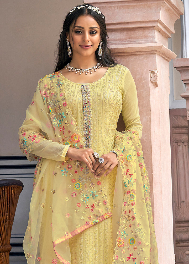 Buy Now Designer Embroidered Light Yellow Trendy Salwar Suit Online in USA, UK, Canada & Worldwide at Empress Clothing. 